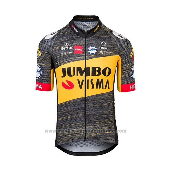 2021 Abbigliamento Ciclismo Jumbo Visma Nero Giallo Manica Corta e Salopette
